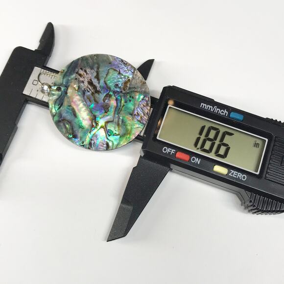 Vintage MOP Mother of Pearl Abalone Shell Round Disc Hook Earrings Oversized - Picture 3 of 9